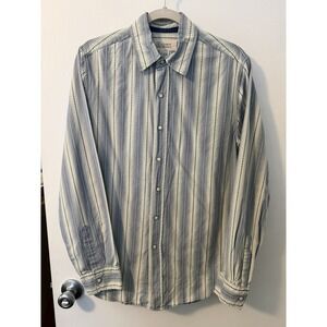 Industrial Exchange Men's Size Small Long-Sleeved Blue &‎ White Striped